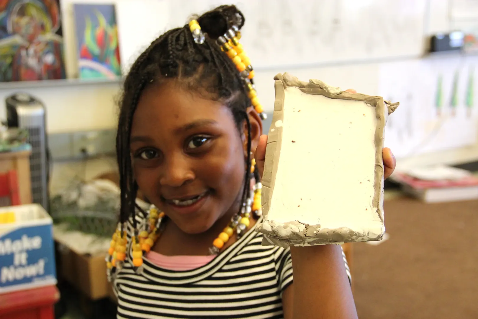 Child making art